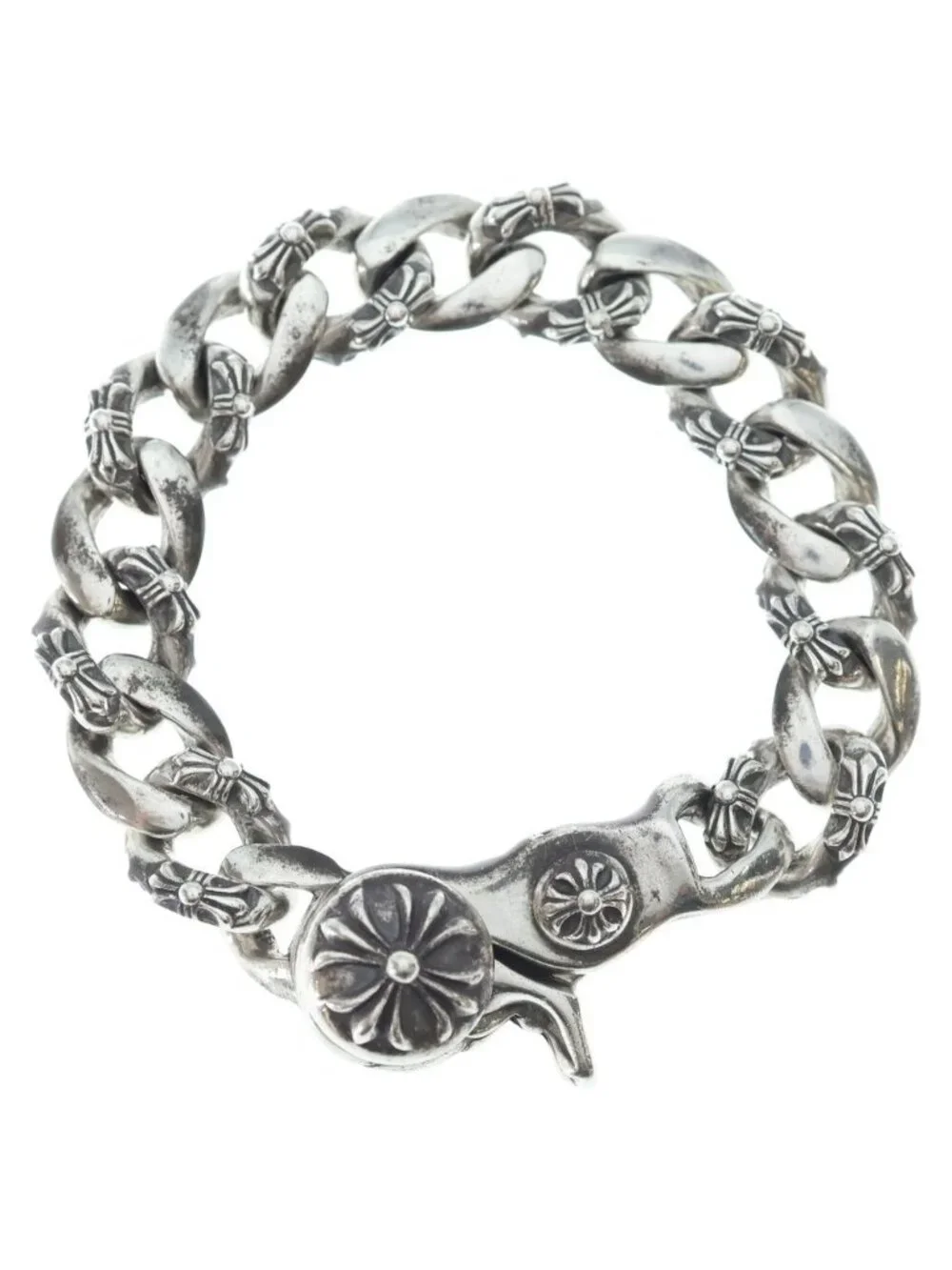 Chrome Hearts Fncy Chn Lnk Fancy Link Clip Bracelet 15 Links Silver